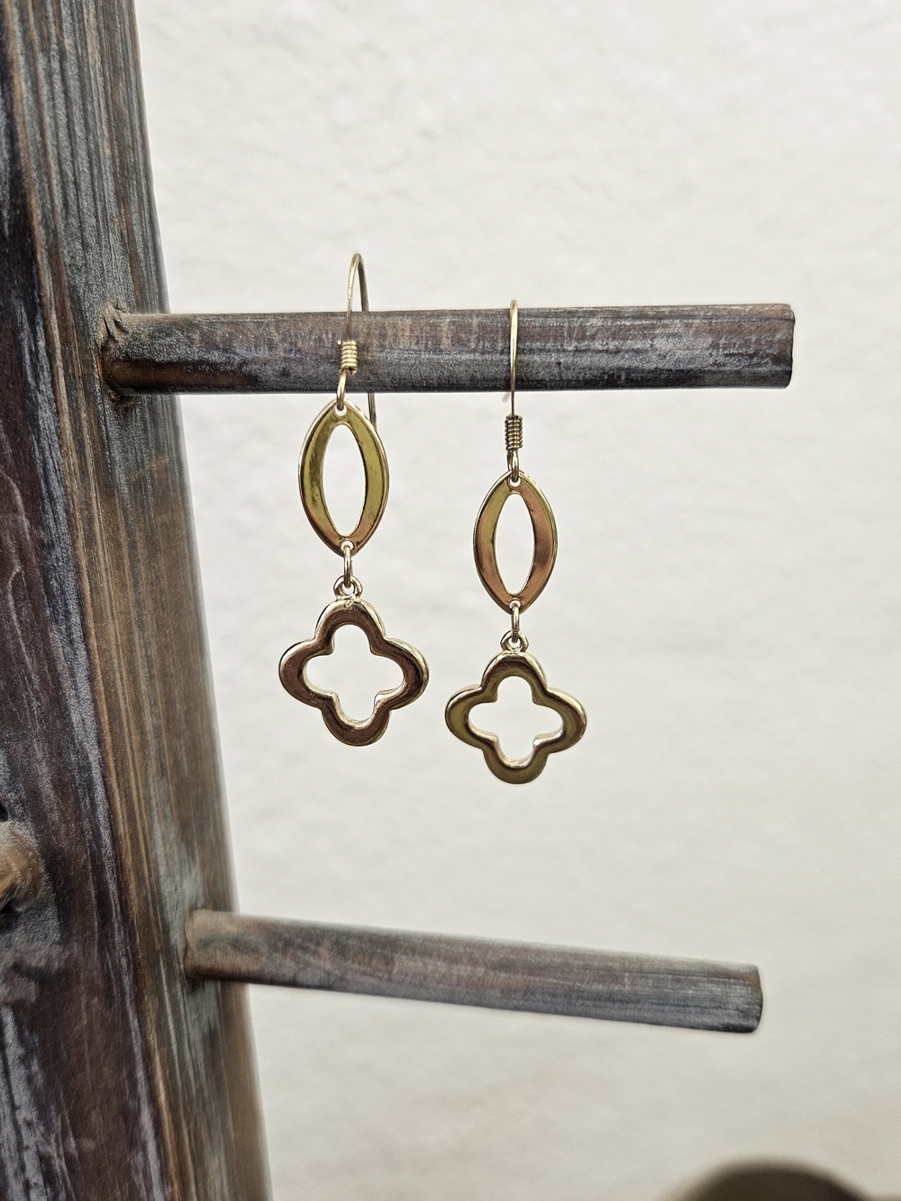 Gold Tone Clover Drop Earrings for Women